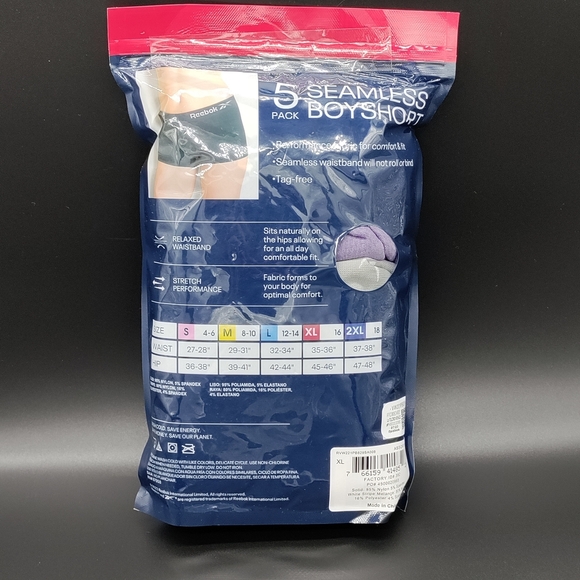 Reebok Ladies 5 Pack Seamless Boyshorts - Picture 3 of 4